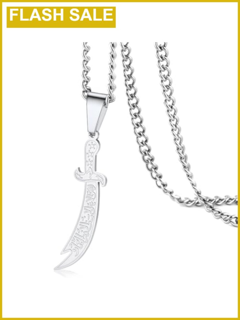 Zulfiqar Sword Necklace Stainless Steel Islamic Muslim Jewelry Gift